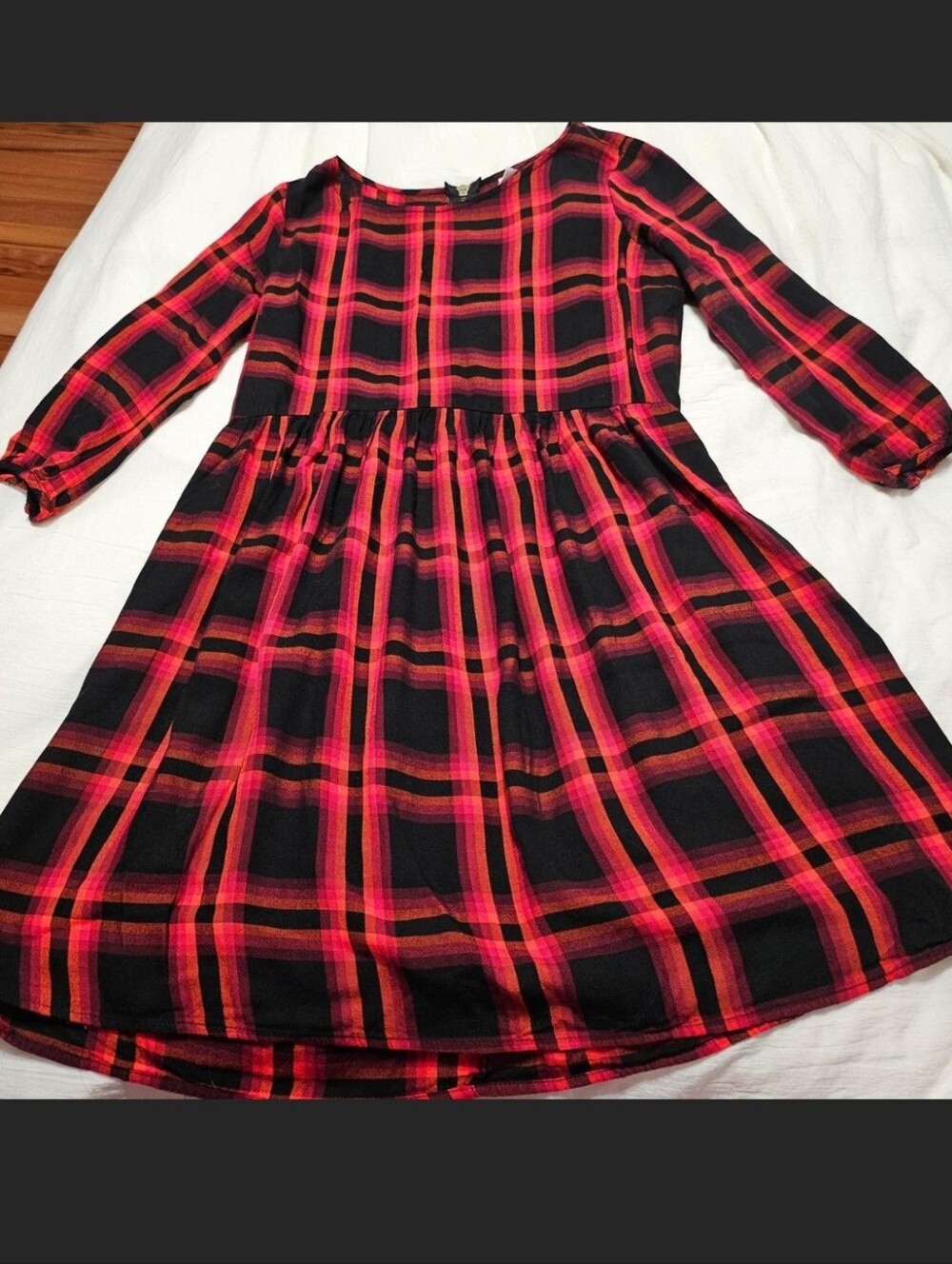 Old Navy Black and Pink Plaid Mini Dress